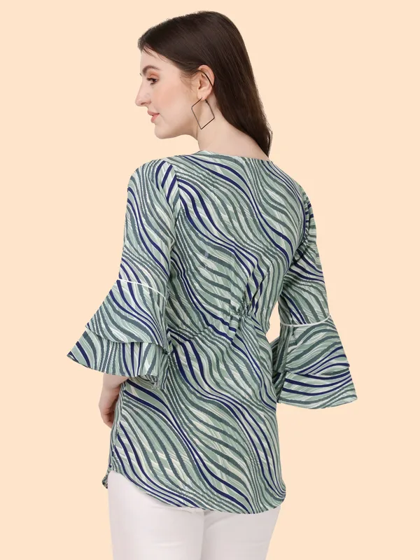Green_Crepe_Stripe_Printed_Bell_Sleeve_Tunic_Tops