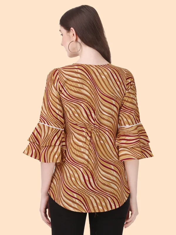 Yellow_Crepe_Stripe_Printed_Bell_Sleeve_Tunic_Tops