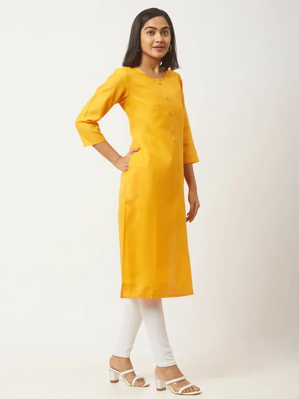 Yellow_&_Pink_Premium_Cotton_Blend_Solid_Straight_Combo_Kurtis_With_Pocket