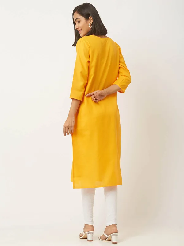 Yellow_&_Pink_Premium_Cotton_Blend_Solid_Straight_Combo_Kurtis_With_Pocket