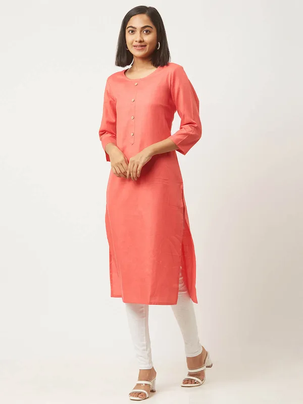 Yellow_&_Pink_Premium_Cotton_Blend_Solid_Straight_Combo_Kurtis_With_Pocket