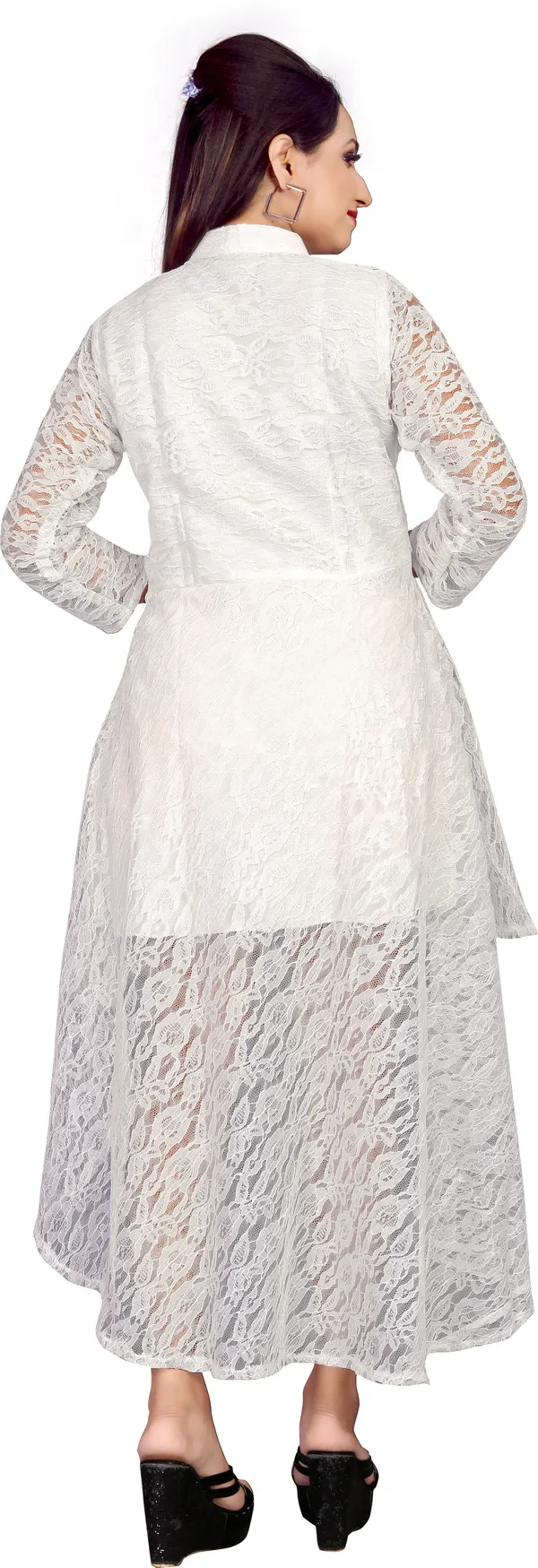 White_Heavy_Coding_Net_With_Inner_Premium_High_Low_Dress_For_Women