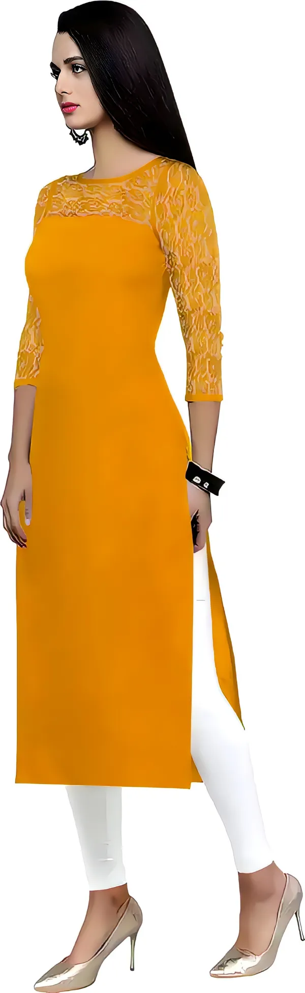 Women_Yellow_Premium_Crepe_Solid_Straight_A-Line_Kurtis