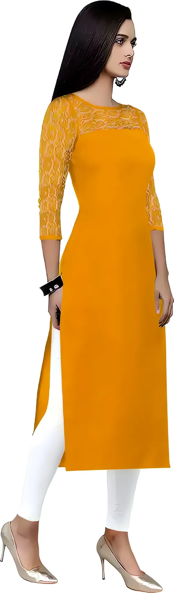 Women_Yellow_Premium_Crepe_Solid_Straight_A-Line_Kurtis