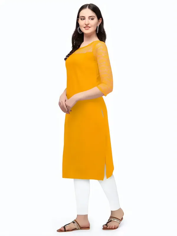 Women_Yellow_Premium_Crepe_Solid_Straight_A-Line_Kurtis