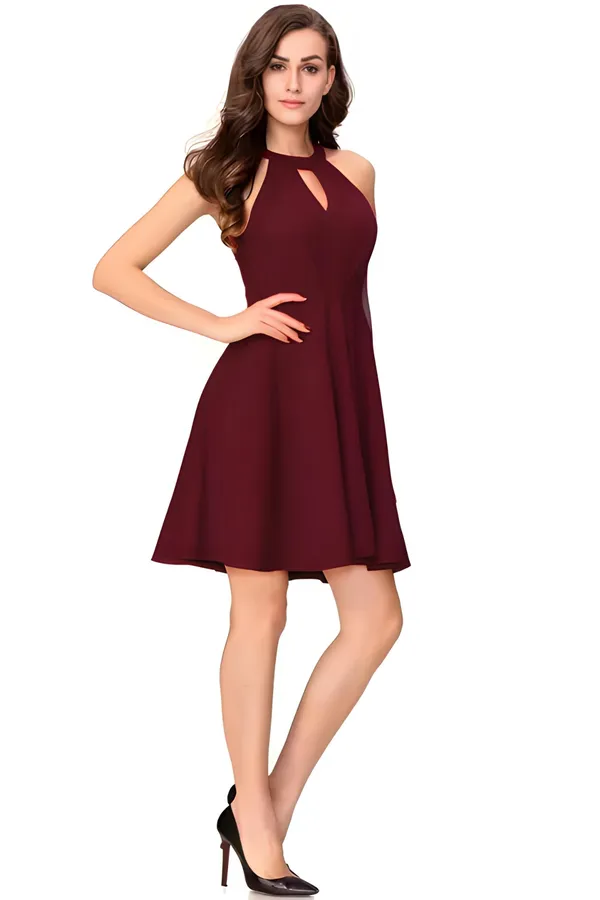 Maroon_Women_Polyester_Fit_&_Flare_Solid_A_Line_Wrap_Dress