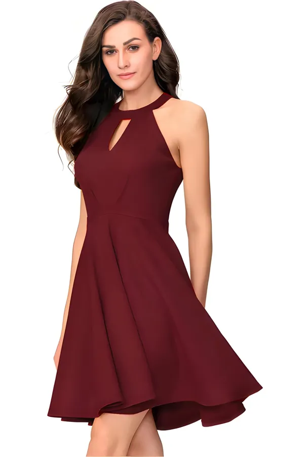 Maroon_Women_Polyester_Fit_&_Flare_Solid_A_Line_Wrap_Dress