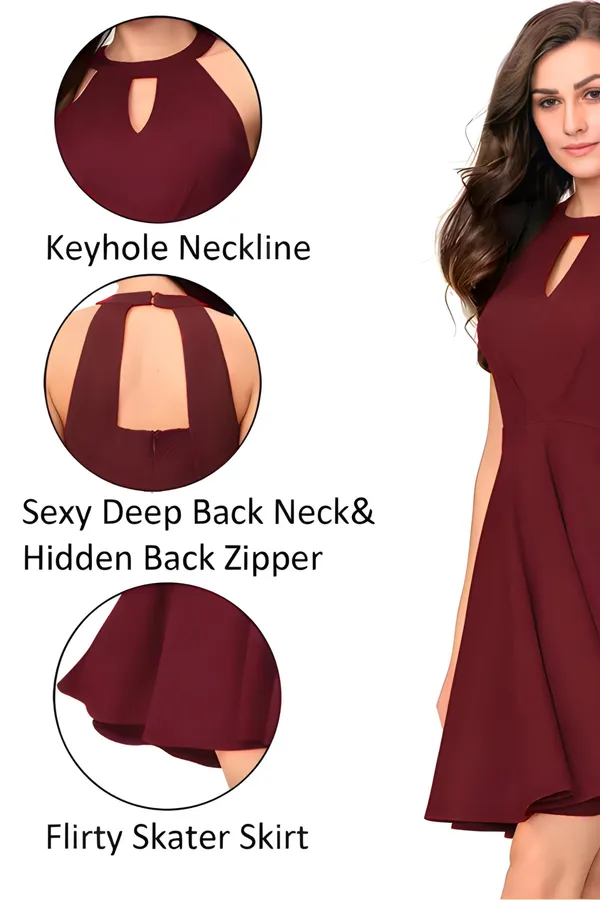 Maroon_Women_Polyester_Fit_&_Flare_Solid_A_Line_Wrap_Dress