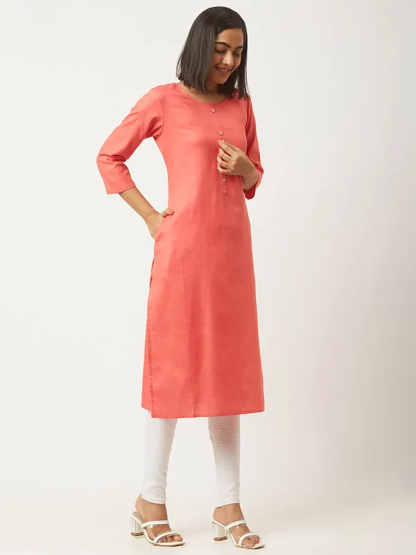 Pink_&_Black_Premium_Cotton_Blend_Solid_Straight_Combo_Kurtis_With_Pocket