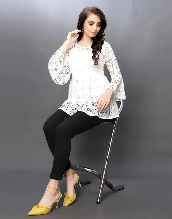 White_Primiuam_Russel_Net_With_Crepe_Inner_Bell_Sleeve_Tops
