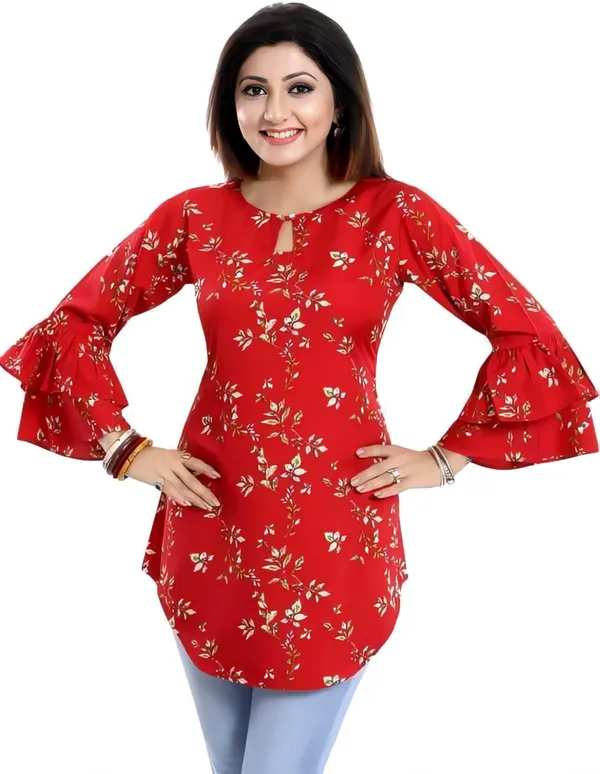 Red_&_Light_Blue_Crepe_Floral_&_Star_Printed_Stylish_Combo_Tunic_Tops
