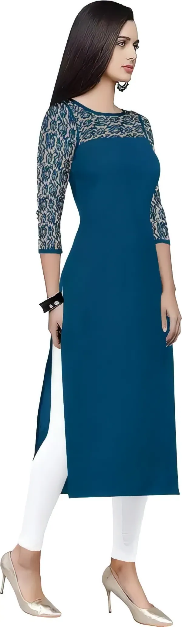 Women_Maroon_&_Teal_Premium_Crepe_Solid_Straight_A-Line_Combo_Kurtis