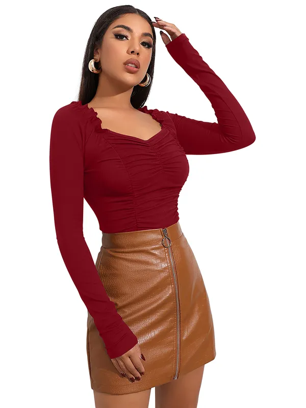 Maroon_Womens_casual_top_for_causal_wear