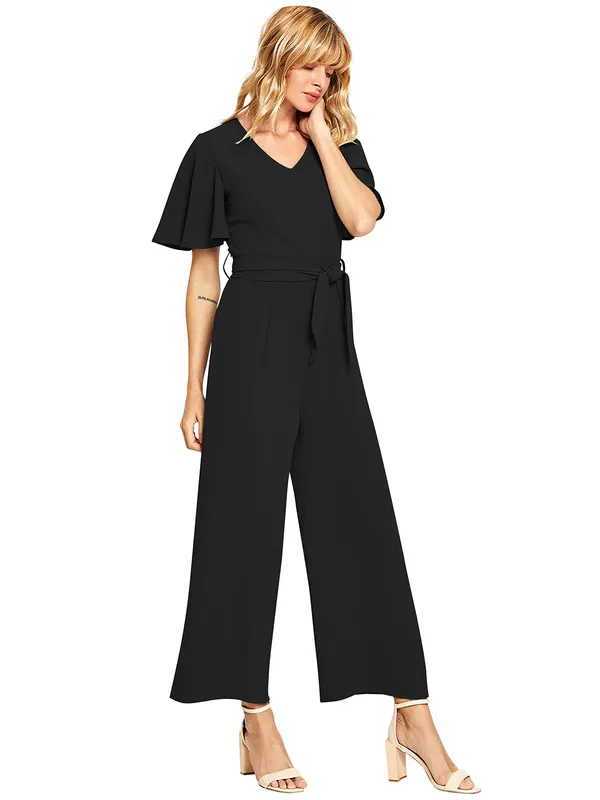 Black_Stylish_and_____Trendy_Women's_Jumpsuit_in_Poly__Cotton_Blend_Cape_Sleeve