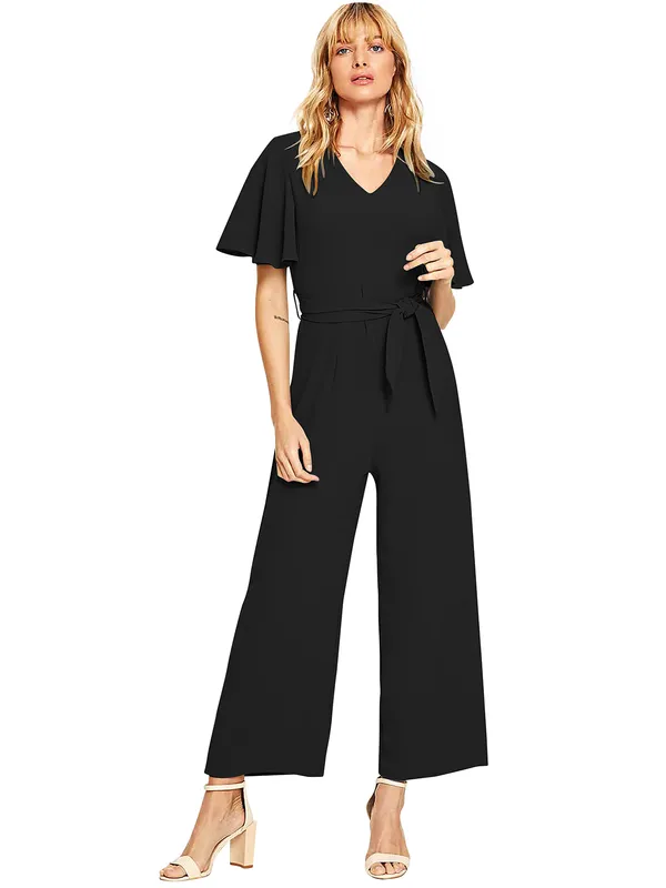 Black_Stylish_and_____Trendy_Women's_Jumpsuit_in_Poly__Cotton_Blend_Cape_Sleeve