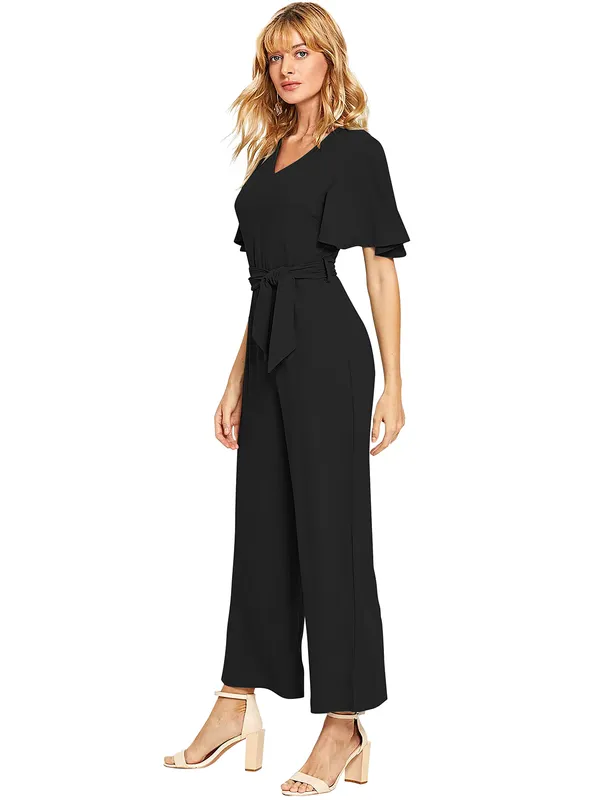 Black_Stylish_and_____Trendy_Women's_Jumpsuit_in_Poly__Cotton_Blend_Cape_Sleeve