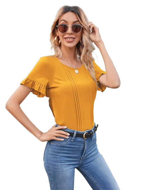 Yellow_Womens_casual_top_for_causal_wear