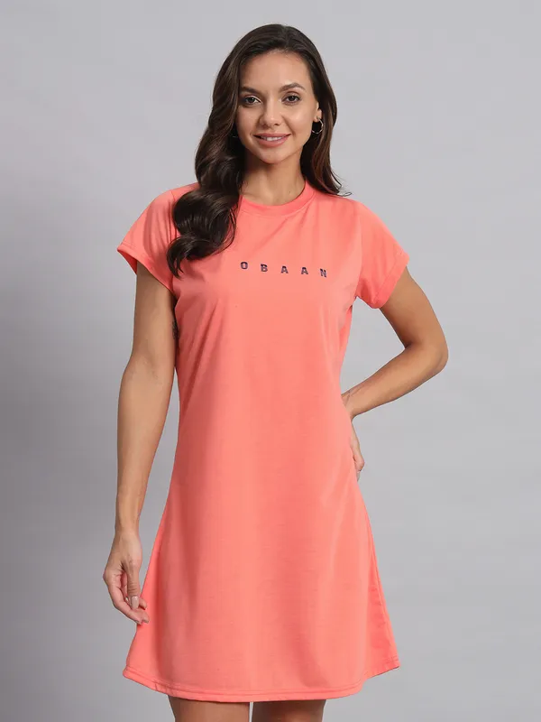 Obaan Peach Cotton Blend Casual Dress For Women Price in India Buy Obaan Peach Cotton Blend Casual Dress For Women online at undefined