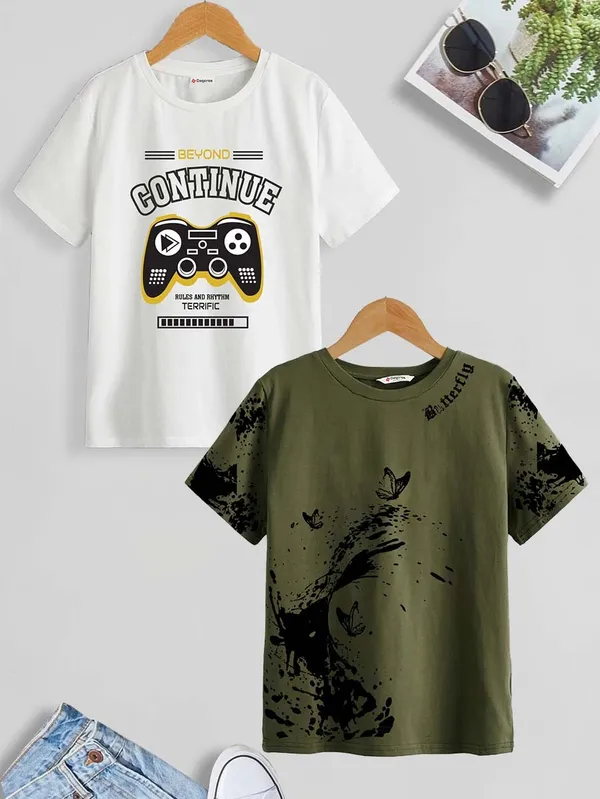 Olive_&_White_Pure_Cotton_Regular_Fit_Printed_T-Shirt_For_Boys