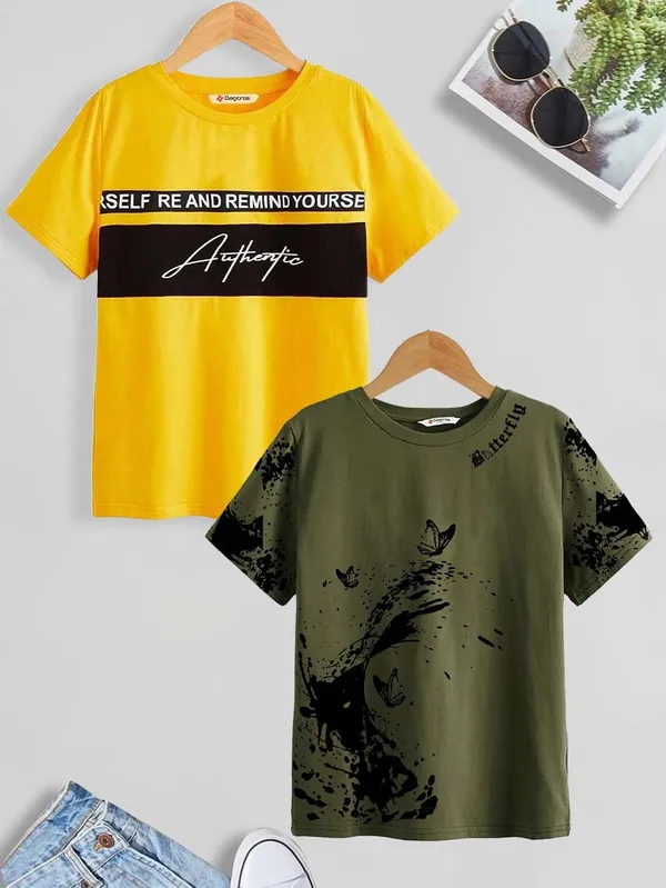 Olive_&_Yellow_Pure_Cotton_Regular_Fit_Printed_T-Shirt_For_Boys
