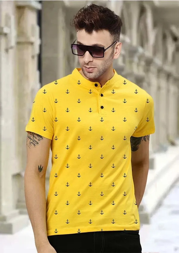 Yellow_Pure_Cotton_Printed_T-shirt_for_Men