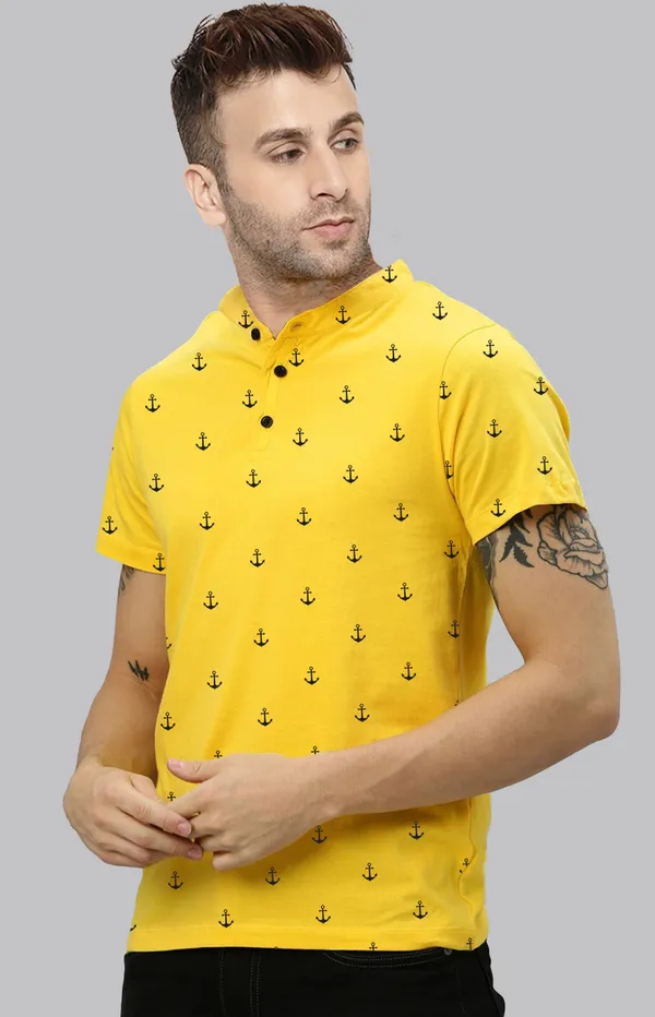 Yellow_Pure_Cotton_Printed_T-shirt_for_Men