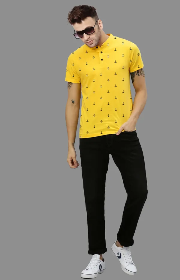 Yellow_Pure_Cotton_Printed_T-shirt_for_Men