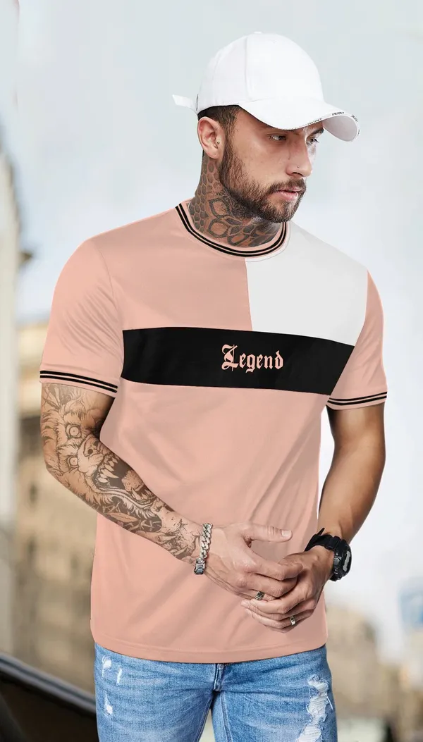 Pink&White&Black_Pure_Cotton_Printed_T-shirt_for_Men