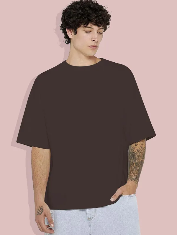 Men's_Oversized_Loose_Fit__Short_Sleeve_Cotton_T-Shirts__Unisex__Casual_Shirts_(Brown)