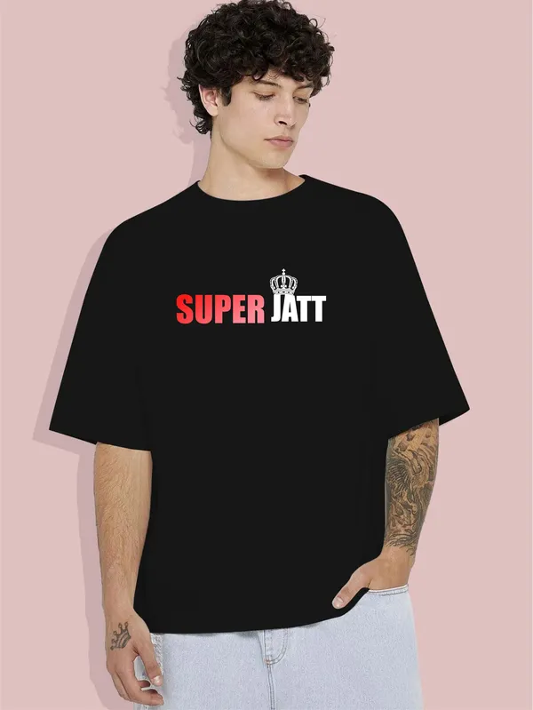 SuperJatt_Unisex_Oversized_T-Shirt_-240_GSM_Pure_Terry_Cotton_(Black)