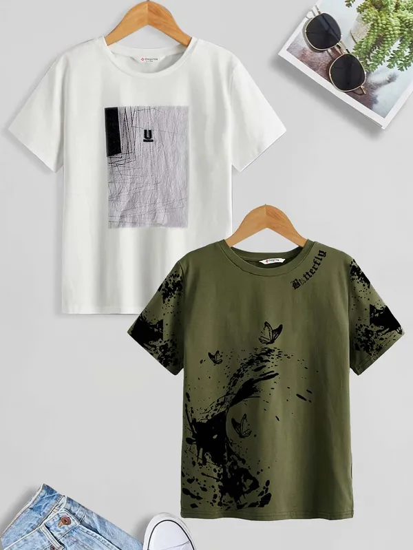Olive_&_White_Pure_Cotton_Regular_Fit_Printed_T-Shirt_For_Boys