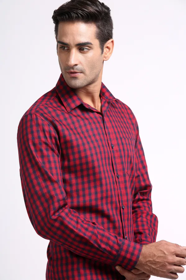 Maroon&Blue_Pure_Cotton_Checkered_Shirt_for_Men