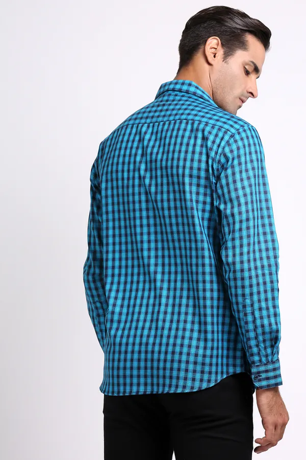 Blue&Black_Pure_Cotton_Checkered_Shirt_for_Men