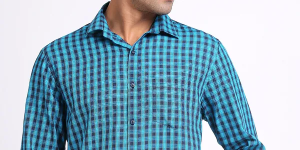 Blue&Black_Pure_Cotton_Checkered_Shirt_for_Men