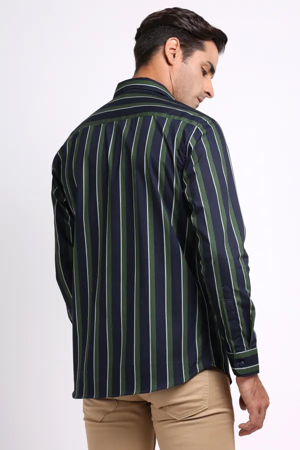 Dark_Green_Pure_Cotton_Striped_Shirt_for_Men