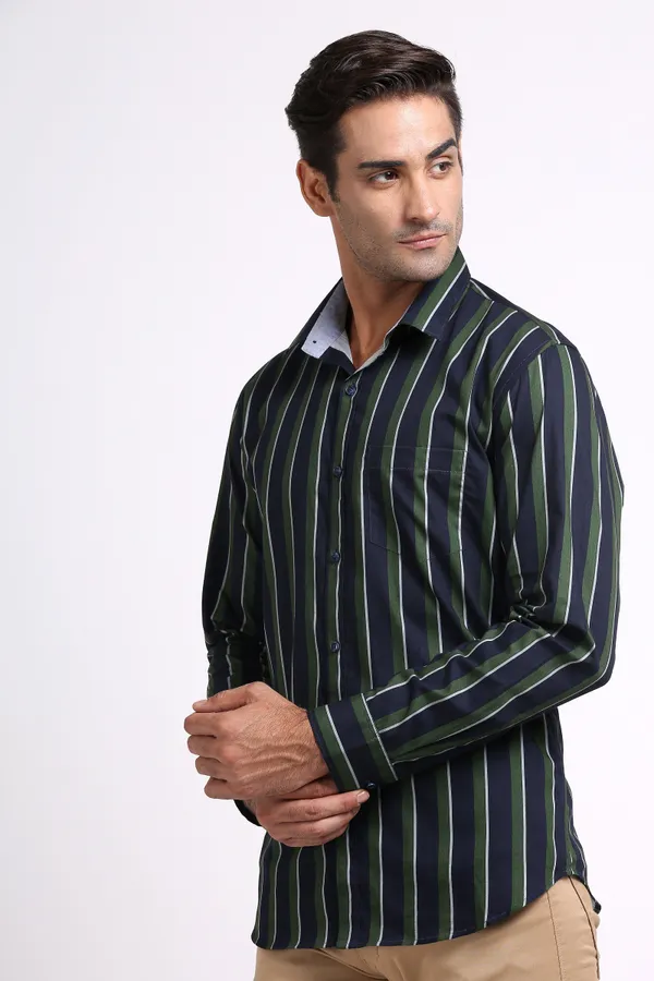 Dark_Green_Pure_Cotton_Striped_Shirt_for_Men