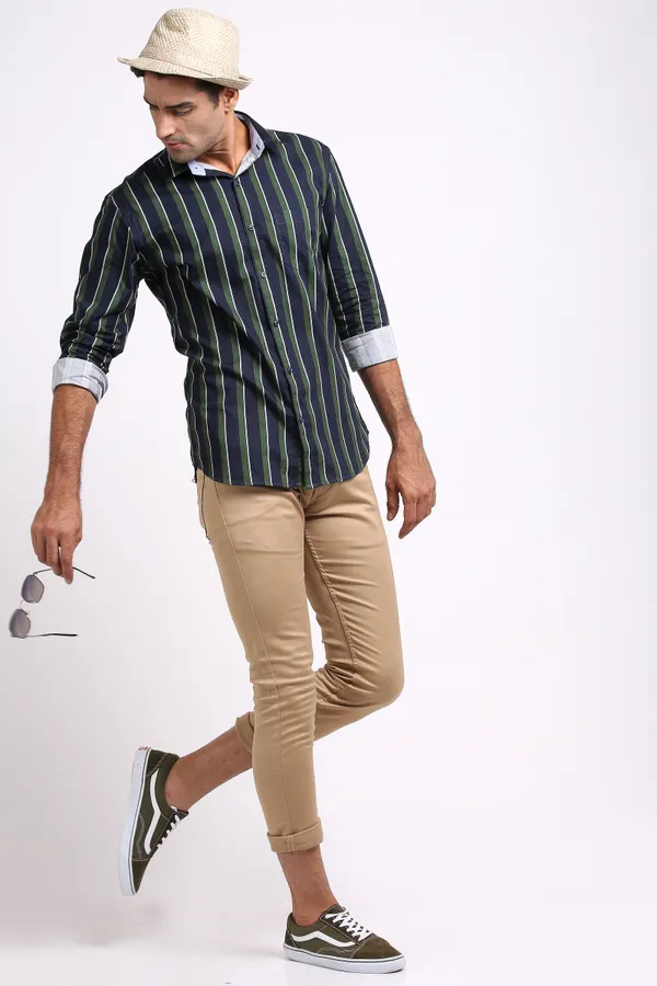 Dark_Green_Pure_Cotton_Striped_Shirt_for_Men