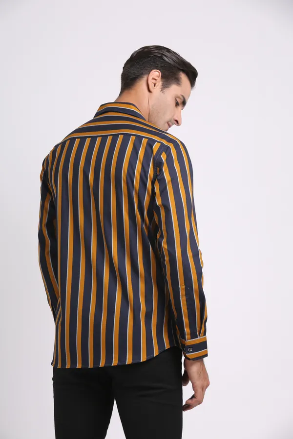 Black&Yellow_Pure_Cotton_Striped_Shirt_for_Men