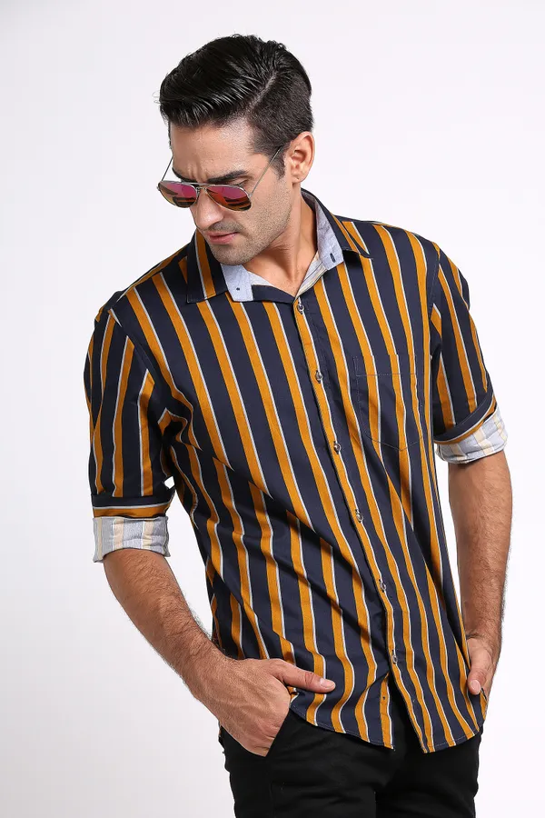 Black&Yellow_Pure_Cotton_Striped_Shirt_for_Men