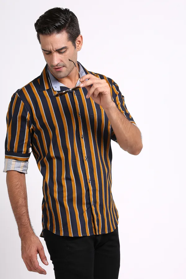 Black&Yellow_Pure_Cotton_Striped_Shirt_for_Men