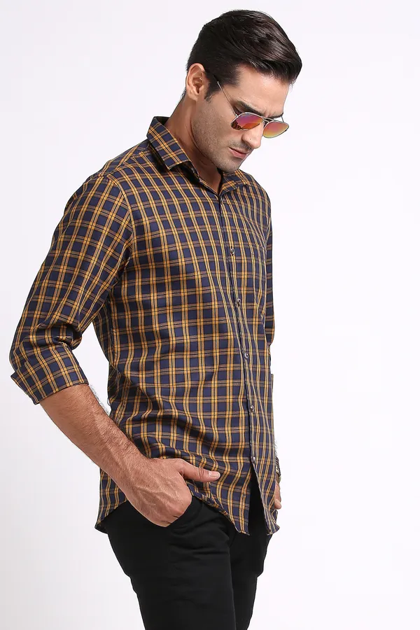 Blue&Yellow_Pure_Cotton_Checkered_Shirt_for_Men