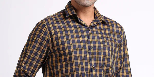 Blue&Yellow_Pure_Cotton_Checkered_Shirt_for_Men