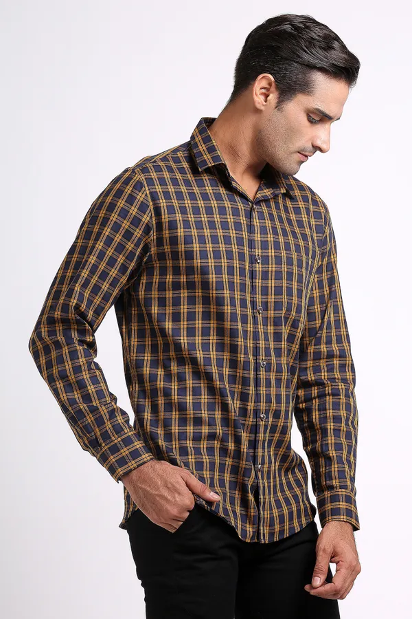 Blue&Yellow_Pure_Cotton_Checkered_Shirt_for_Men