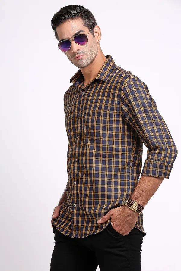 Blue&Yellow_Pure_Cotton_Checkered_Shirt_for_Men