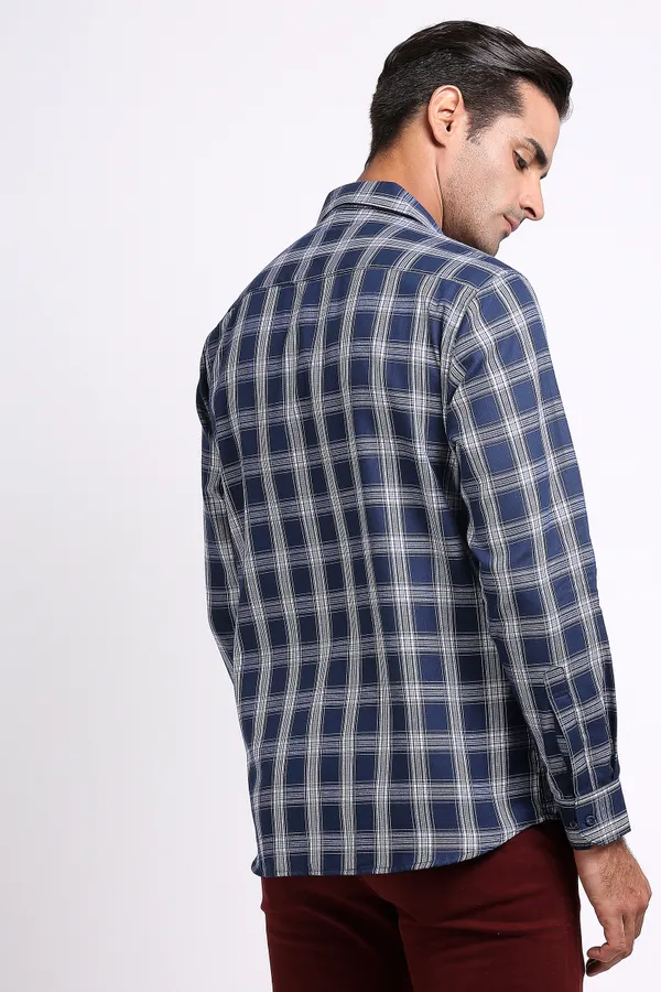 Dark_Blue_Pure_Cotton_Checkered_Shirt_for_Men