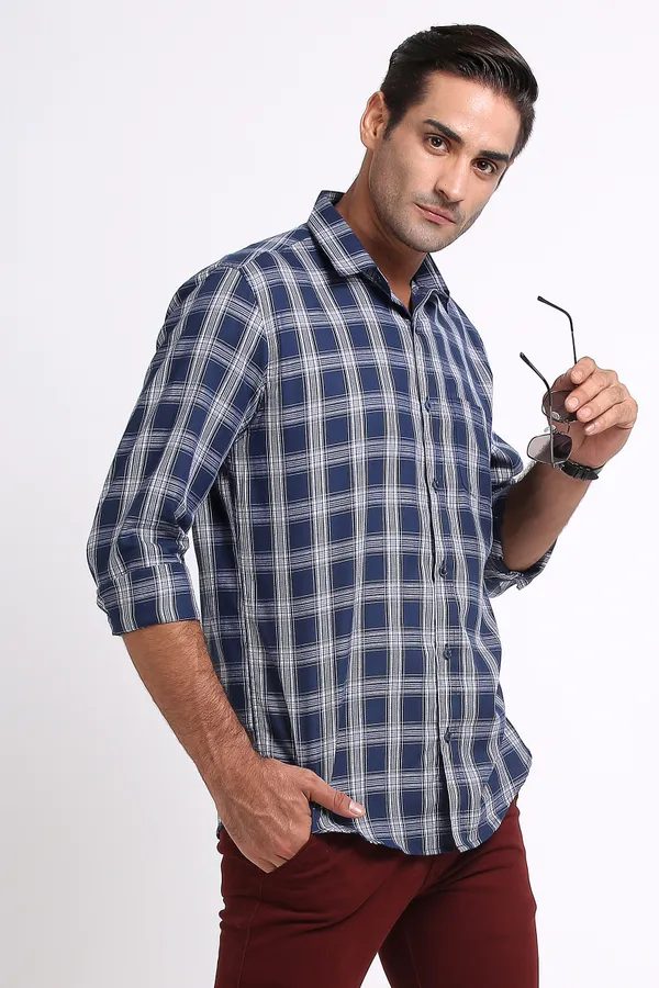 Dark_Blue_Pure_Cotton_Checkered_Shirt_for_Men