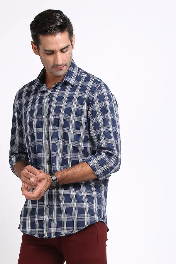 Dark_Blue_Pure_Cotton_Checkered_Shirt_for_Men