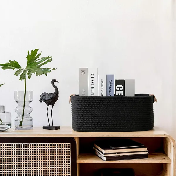 _Black_Stylish_Jute_Basket:_Elegant,_Durable_Home_Storage
