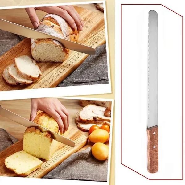 Pack_of_2,_14_Inch_Stainless_Steel_With_wooden_Handle_Serrated_and_Coarsed_Bread_Knife,_Pastry,_Cake_Knife