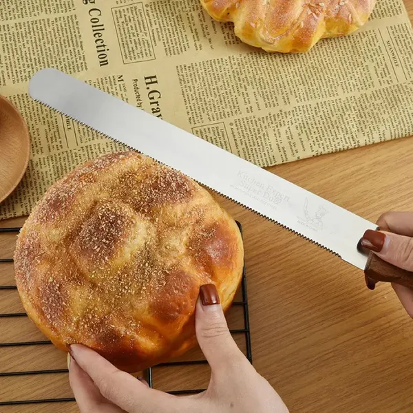 Pack_of_2,_14_Inch_Stainless_Steel_With_wooden_Handle_Serrated_and_Coarsed_Bread_Knife,_Pastry,_Cake_Knife